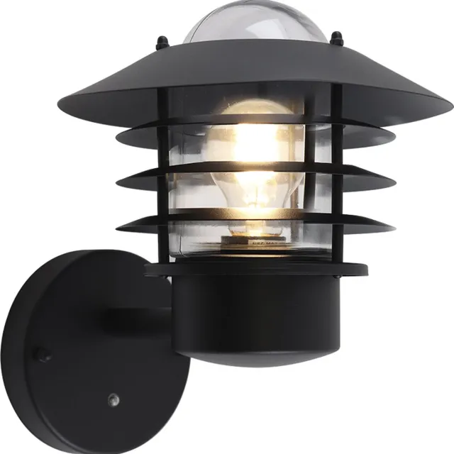 Olucia FELICE - Buitenmuurlamp met schemersensor - Zwart - Vorm: Rond