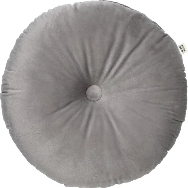 Dutch Decor OLLY - sierkussen Ø38 cm - rond velvet - Micro Chip - grijs Lichtgrijs