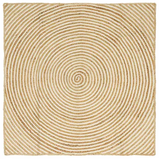 vidaXL Gebied - Tapijt - Natuurlijk - en - Wit - 120 - x - 120 - cm - Jute Natuurlijk en Wit