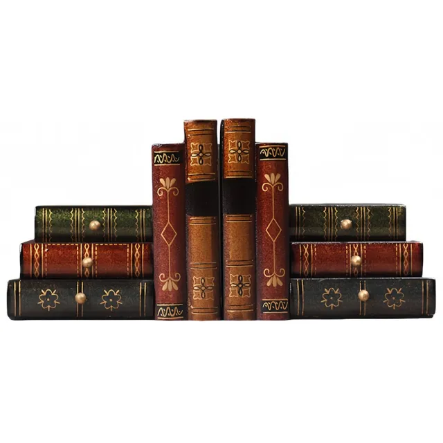 Decopatent© Decopatent - Vintage Houten Boekensteunen met 6 Lades - 2-Delige Set - Boekensteun Hout - Vintage Boeken Design - Voorzien van 6 opberg schuiflades - Boekenstandaard - Afm. 16x9x15 CM.