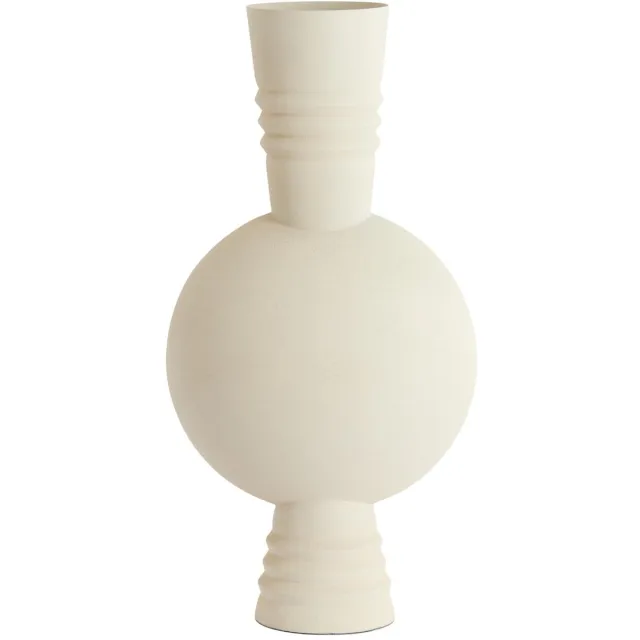 Light & Living Vaas Kavansi - Mat crème - 21x21x60cm - Metaal - Modern - Bloemenvaas - Woondecoratie - Decoratieve vaas voor woonkamer of slaapkamer Wit