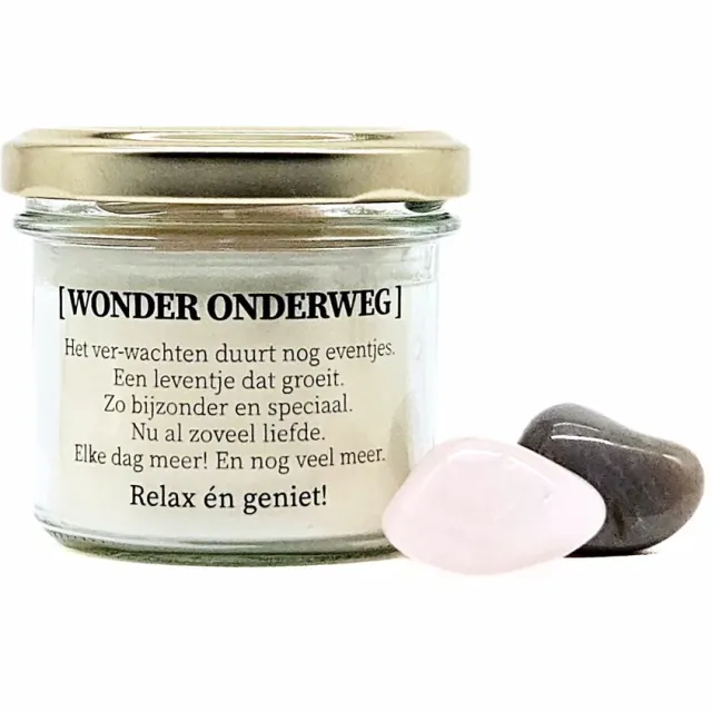 Candlelight-on geboorte kaars met edelsteen - Wonder onderweg - o.b.v. sojawas en etherische oliën jongen