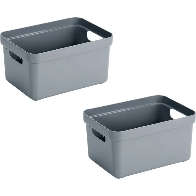 Sunware Opbergbox Sigma - 2x stuks - kunststof - blauw - 5 liter - Opbergbakken/opbergers - 25,2 x 18 x 12,2 cm