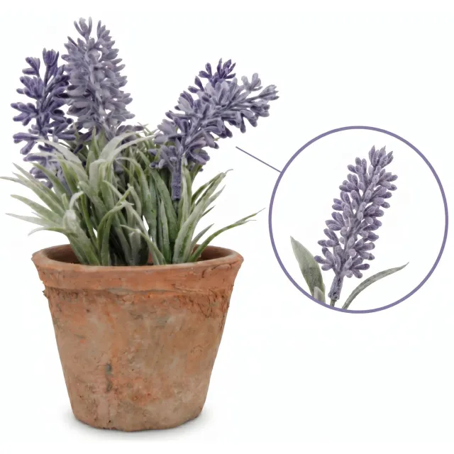 Cheqo Kunstplant Lavendel in Pot - Kunstbloem Lavendel - Nepplant Lavendel - Kunst Lavendel - Lavandula - Decoratie Lavendel - Kunstbloemen voor Binnen - Tafeldecoratie - Lavendel Tafelplant - Paarse Kunstbloemen - Kunstplant Decoratie