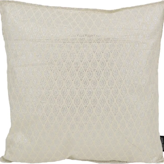 Gek op Kussens! Hila Zilver / Wit Kussenhoes | Polyester / Metallic | 45 x 45 cm silver/white