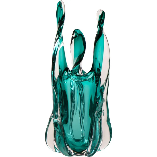 J-Line vaas Serena - glas - turkoois - small Blauw