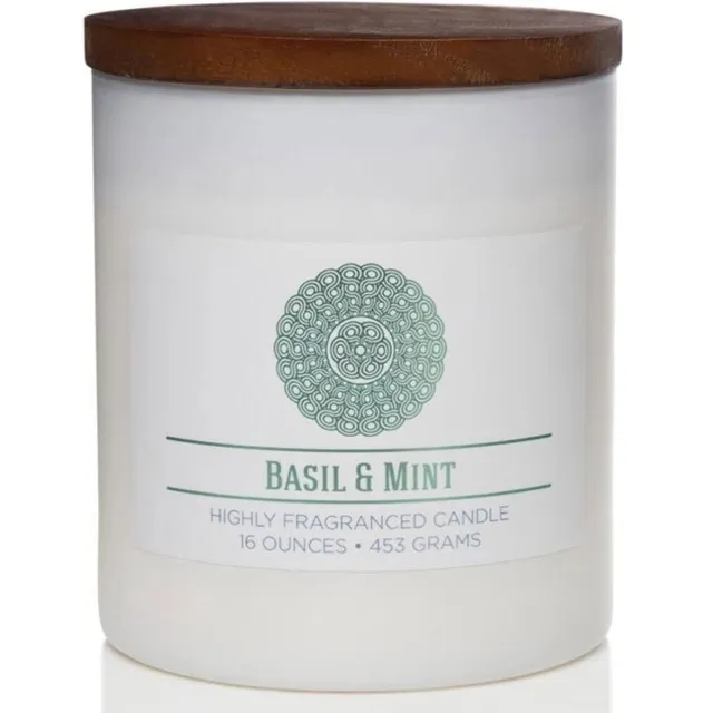 Colonial Candle Natuurlijk geurende sojakaars in glas Colonial Candle 16 oz 453 g - Basilicum Mint wit