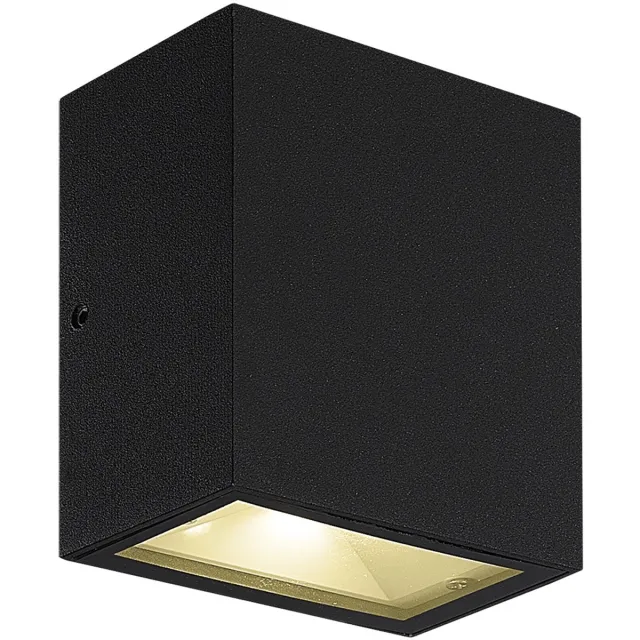 Fantasia Milos wandlamp zwart, staal en plexi, 2x 4,5W COB LED, 920 lumen, 3000K, IP65 voor buiten