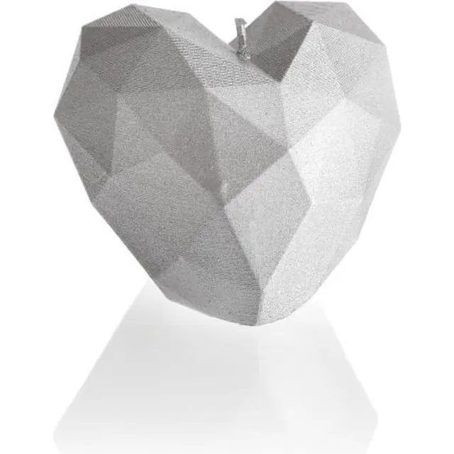 Candellana Figuurkaars Hart Modern - zilver gelakte figuurkaars - Hoogte 7,8 cm (18 uur) - Hart kaars