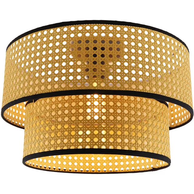 Olucia KIRSTEN - Plafondlamp - Bruin / Zwart - Vorm: Cilinder