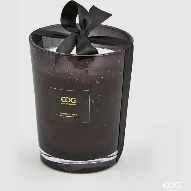 EDG Enzo De Gasperi Geurkaars “Princess of the Night” met zwarte bubbelglazen pot H23 D18.5