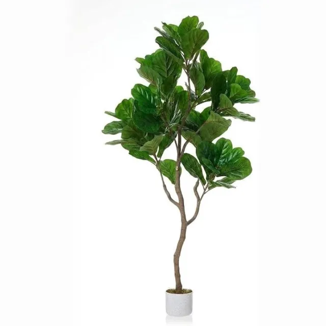 HOERFURIY JustSmart 155cm kunst ficus lyrata vijgenbladboom met witte pot en mosstam - decoratieve vloerplant voor binnen en buiten thuis en kantoor Groen