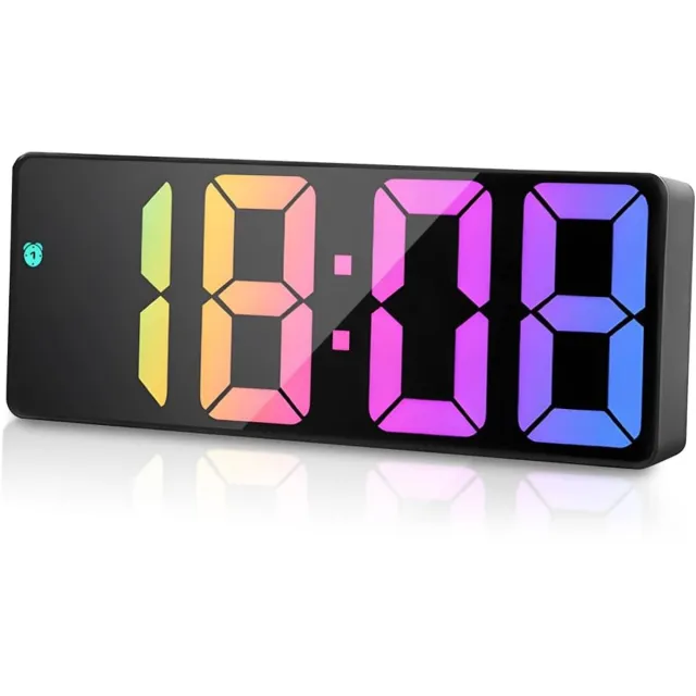 JeiibrZui Digitale LED Wekker - Groot Scherm met Temperatuur - 16x6x2,5 cm - USB en Batterij Voeding - Zwarte Nachtklok voor Slaapkamer en Kantoor
