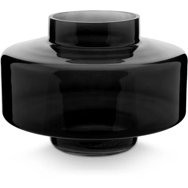 vtwonen Glazen Vaas - Zwart - Glas - 24,5x18 cm