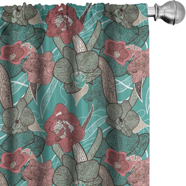 ABAKUHAUS Bloemen gordijnen – 2x75x175 cm – microvezel – veelkleurig Mehrfarbig