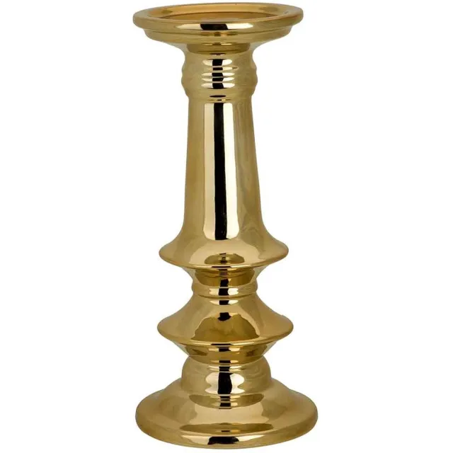 Cosy @ Home Kandelaar Goud 12x12xh27cm Rond Keramiek
