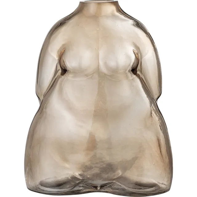 Bloomingville vaasje Evie - Vazen - glas - 15 centimeter x 11,5 centimeter x 19 centimeter Bruin