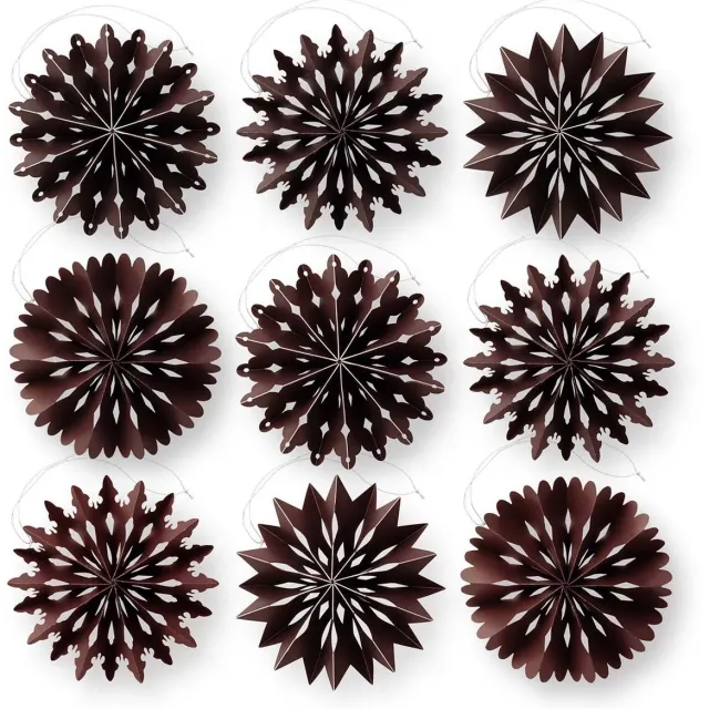 vtwonen Kerststerren - Papier - Donkerbruin - 10 cm - Set van 9