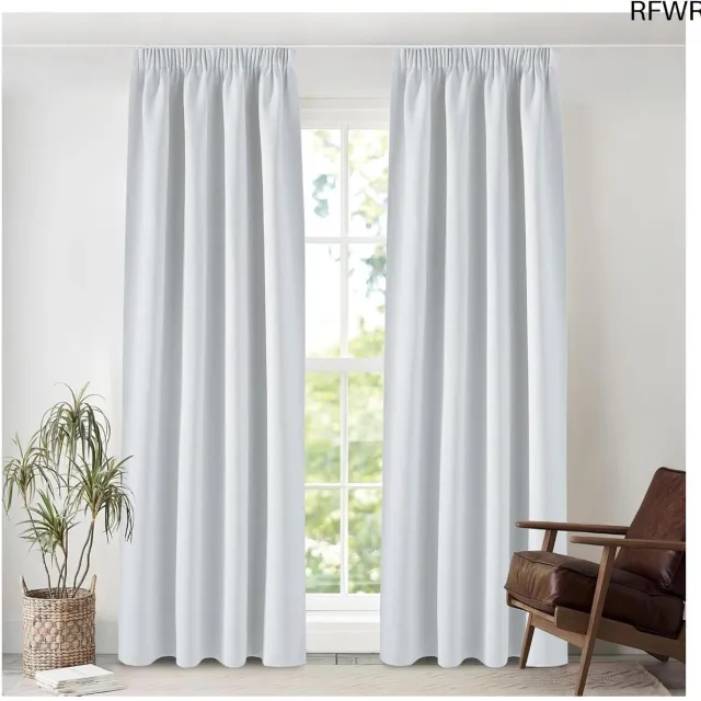 RFWR Verduisterende Gordijnen voor Woonkamer en Slaapkamer - Thermische Isolatie, 140x245 cm, 2 Panelen, Grijswit Grey White