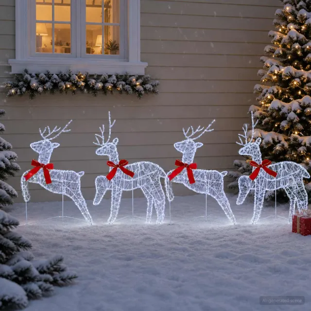 vidaXL Kerst Rendier 4 st 80 LED's Koel wit