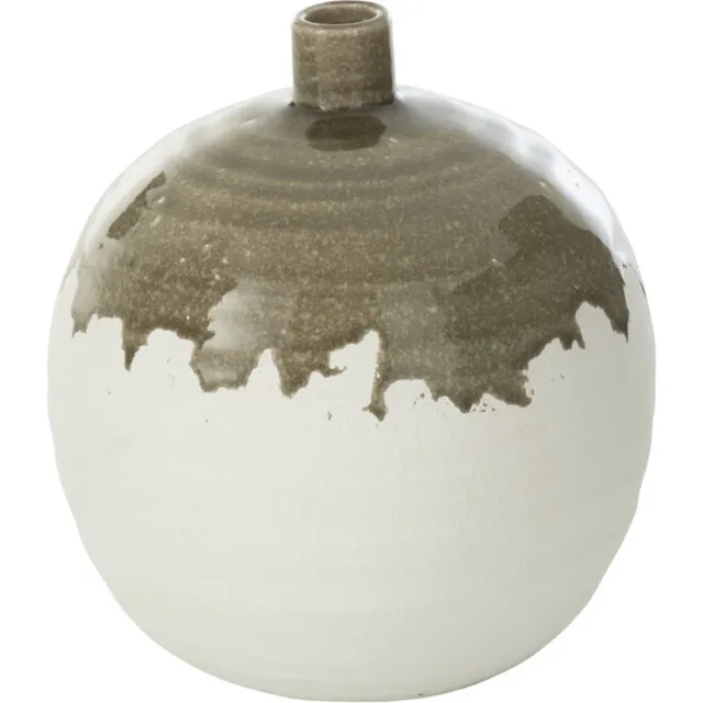 J-Line vaas Olea Fles - olijfgroen/wit - small - Ø 21.5 cm Multi