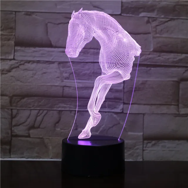 MC Living 3D Led Lamp Met Gravering - RGB 7 Kleuren - Paard