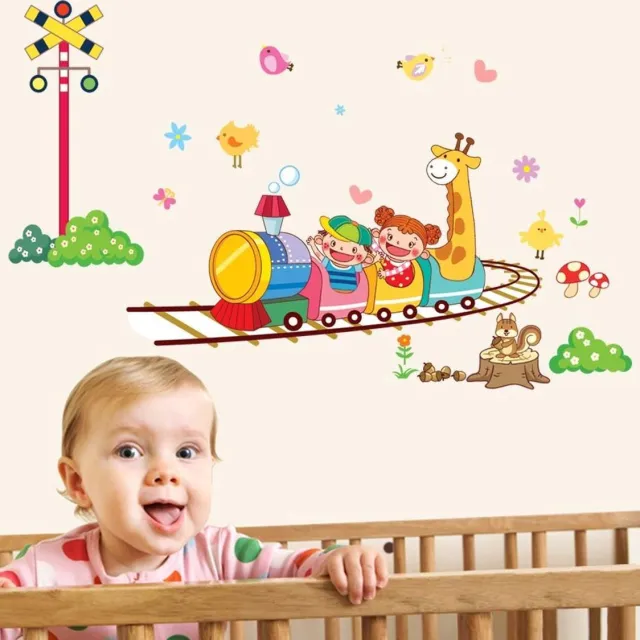 Mixflash Muursticker Giraffe treintje Geel