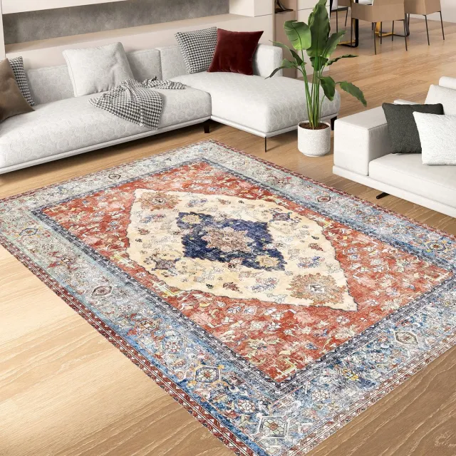 Unyqoos Vintage Wasbaar Vloerkleed met Antislip en Polyester voor Woonkamer en Slaapkamer