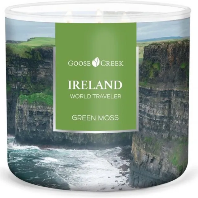 Goose Creek Candle Green Moss Goose Creek Candle Ireland World Traveler 411 grams zilver groen blauw wit