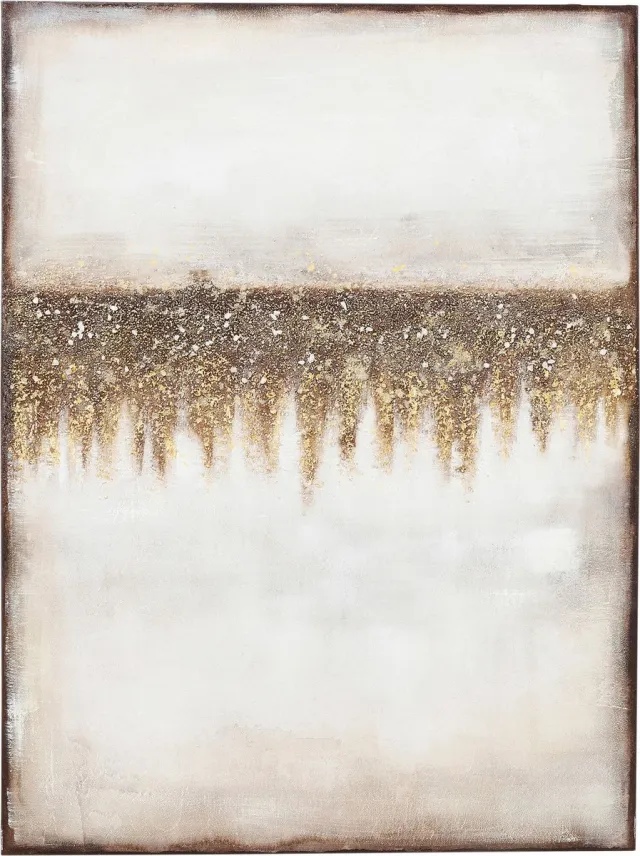 Kare Design Kare Schilderij Acrylic Abstract Fields 90x120cm Beige/Goud