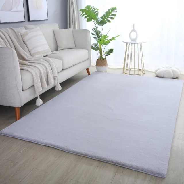 Muratap Pouffy Fluffy - Hoogpolig Vloerkleed - Uni Kleur - Zilver - Woonkamer Tapijt - Katoenen Rug- 80x250 CM Grijs