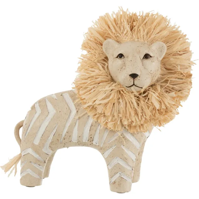 J-Line figuur Leeuw - polyresin - wit/naturel - large