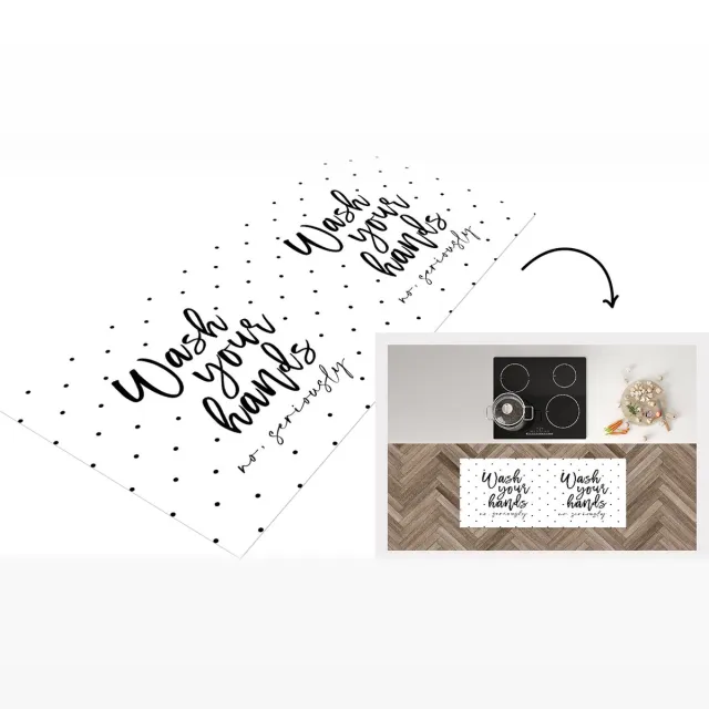 KitchenYeah Keukenloper - Loper keuken - Spreuken - Quotes - Wash your hands no seriously - Handen - Keukenloper vinyl Multicolor