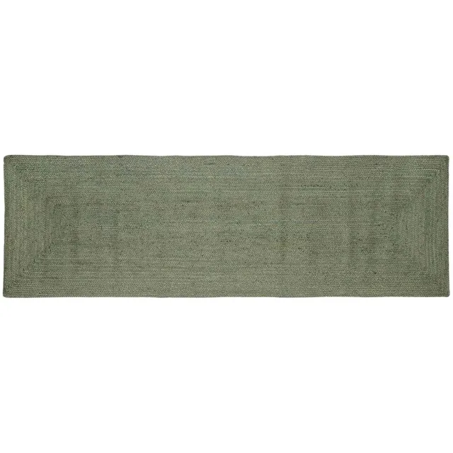 vidaXL Gebied - Tapijt - Olijfgroen - 80 - x - 200 - cm - Jute