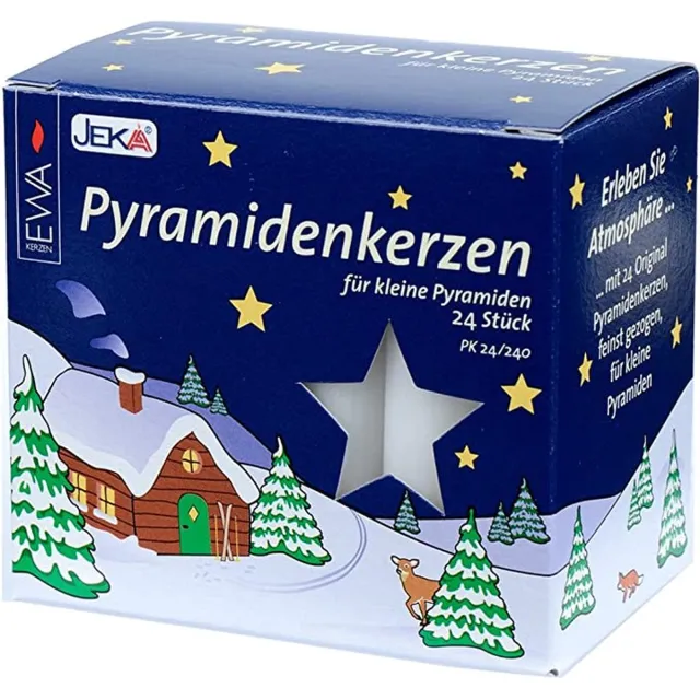 Ebersbacher Kerzen Piramide kaarsen - wit 24 stuks - piramide Ø 14 mm en 7 cm hoog - per 2 verpakkingen