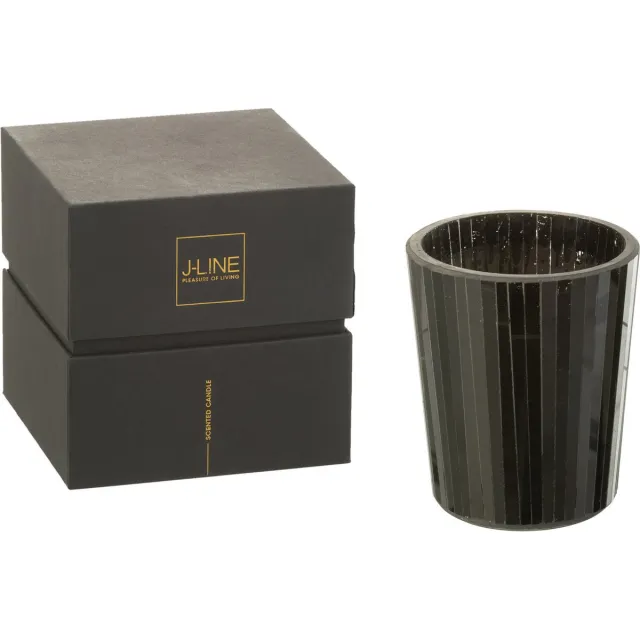 J-Line geurkaars Noa - Spicy Twilight - glas - zwart - medium - 55U