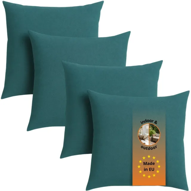 Sleepling sierkussenset van 4 - 40x40 cm kussen – bankkussen van robuuste meubelstof - incl. hoes en vulling - als decoratiekussen, sierkussen of couchkussen - kussenset - Made in EU - 40 x 40 cm - petrol