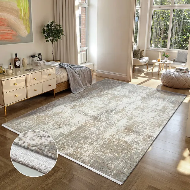 the carpet Fine hoogwaardige woonkamer vloerkleed, modern, zachte textuur, stijlvol design, luxueuze kwaliteit, ideaal voor slaapkamer & woonruimtes, geschikt voor vloerverwarming, beige, 160 x 230 cm