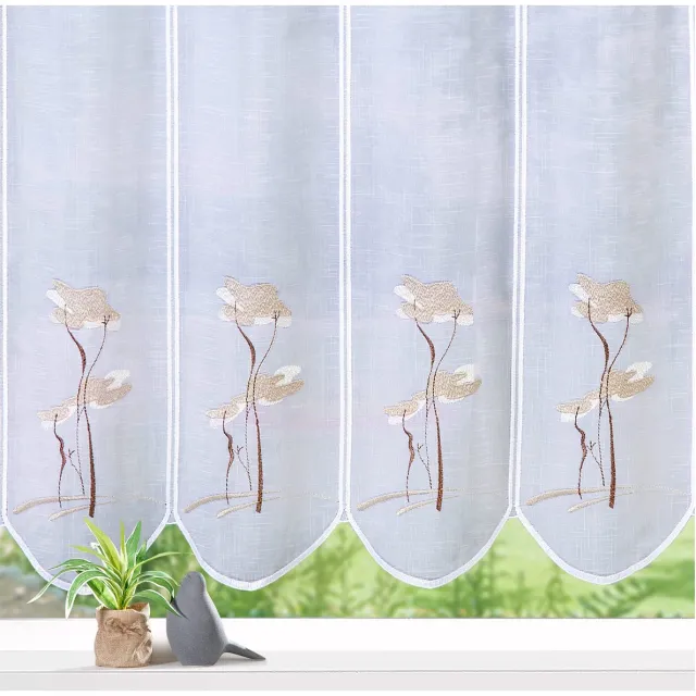 Ibenzoa Semi-transparant wit gordijn met Gingko motief en verstelbare breedte
