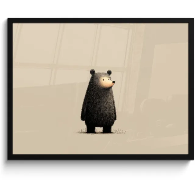 FrameYourWall Poster in lijst - Fotolijst 80x60 cm - Posters - Beer - Donkerbruin - Minimalistisch - Posterlijst zwart - Decoratie - Wanddecoratie woonkamer - Muurdecoratie slaapkamer