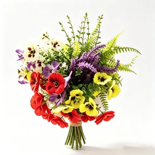 Flintry 30 pcs Kunstbloemen - Boeket - handboeket - Kunstplanten - te gebruiken als fotorekwisiet, voor de tuin en als huisdecoratie kleurrijk