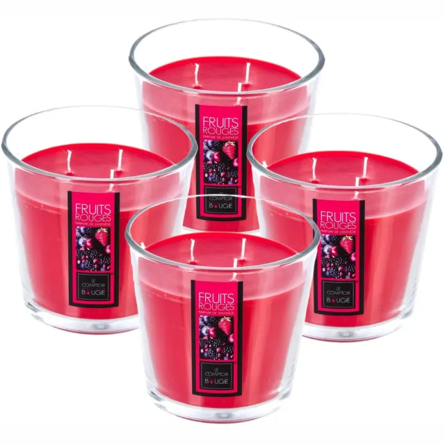 Atmosphera geurkaars - 4x - rood fruit geur - 40 branduren - rood - in glas - aroma/geurkaars