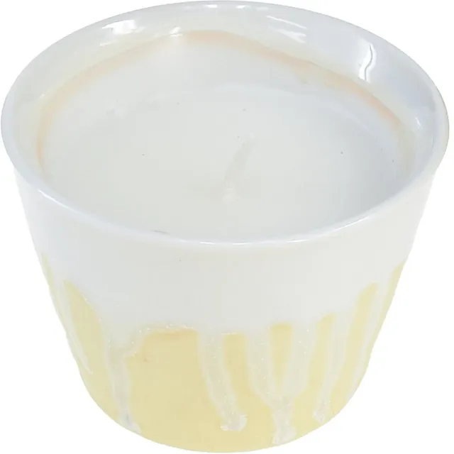 Kaemingk BV Citronella kaars in pot keramiek geel crème Ø8,5cm