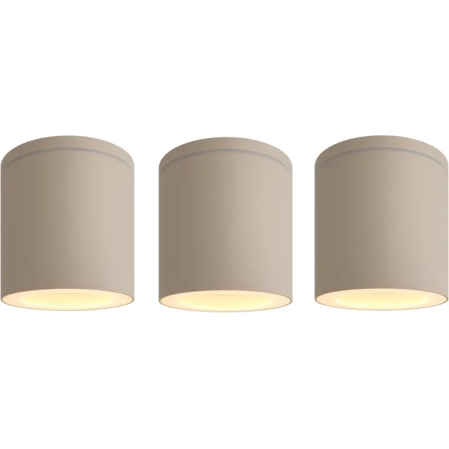 LEDVION 3 stuks LED opbouwspot IP54 beige GU10 fitting zonder lichtbron