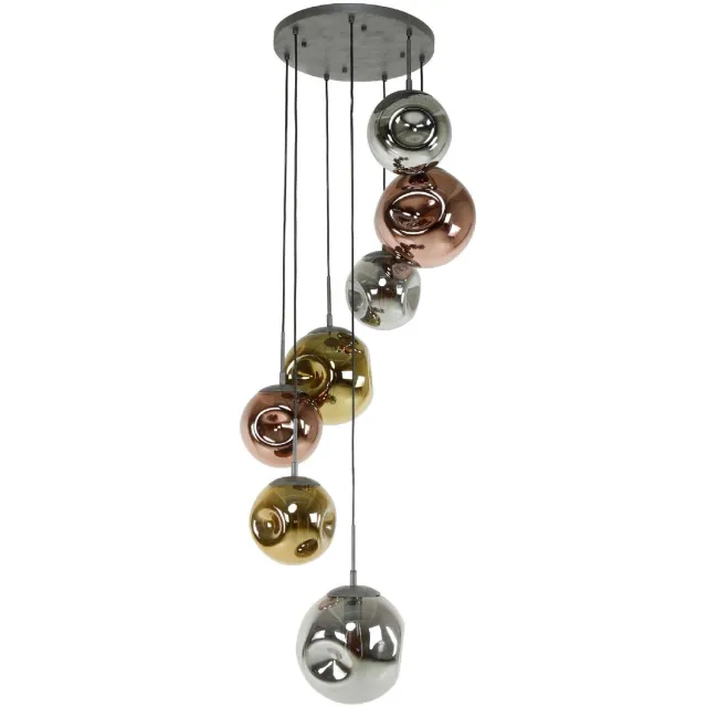 Nest of Nora Hanglamp Rina - 7-lichts getrapt - Oud zilver