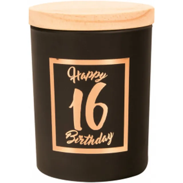 Snoepkado.com Geurkaars - Black/Rose - Happy Birthday - 16 jaar - In cadeauverpakking