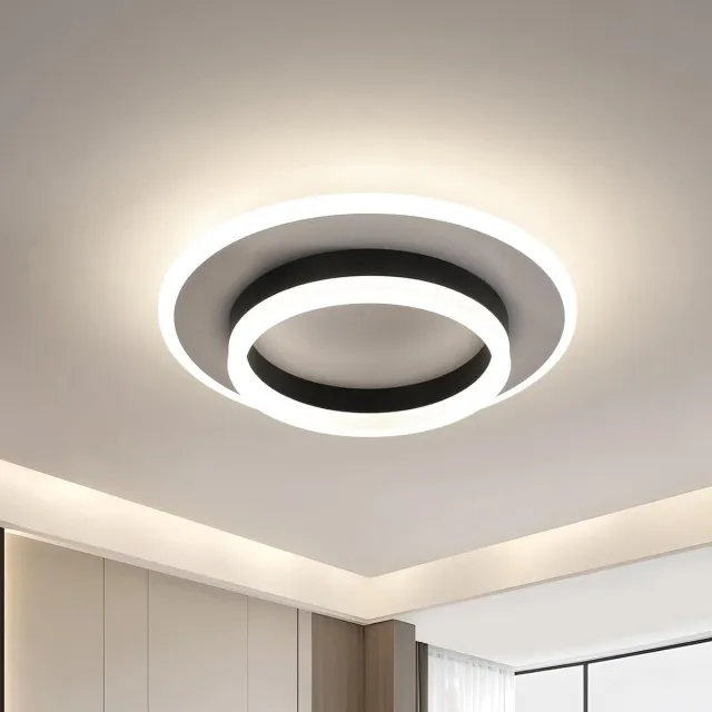 Haobosic Klassiek Cirkel - Plafondlamp - Zwart-Wit - 30x30cm - Neutraal Licht