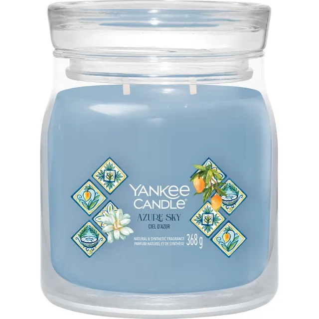 Yankee Candle Azure Sky Medium Geurkaars - 50 branduren - 2 lonten Blauw