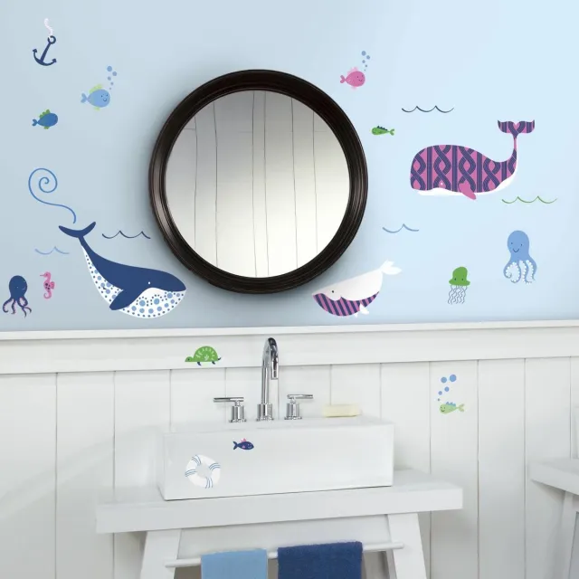 RoomMates Sea Whales Multicolor