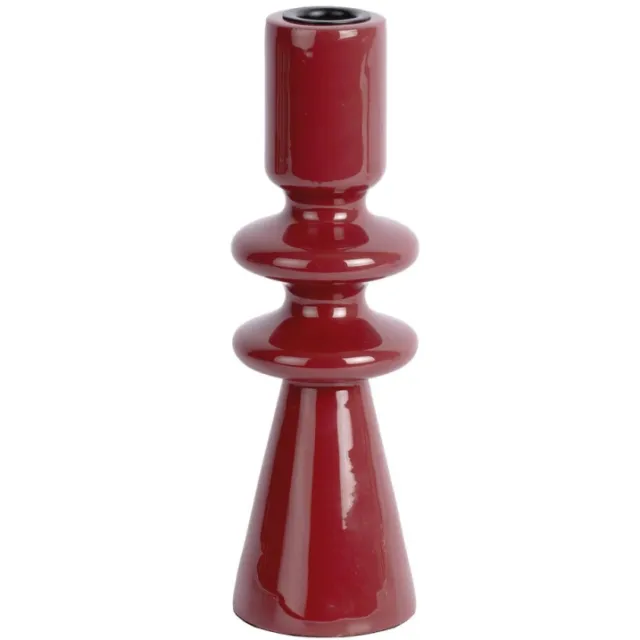 Present Time houten kandelaar Cadiz Double Ring 7x22 cm - bordeauxrood